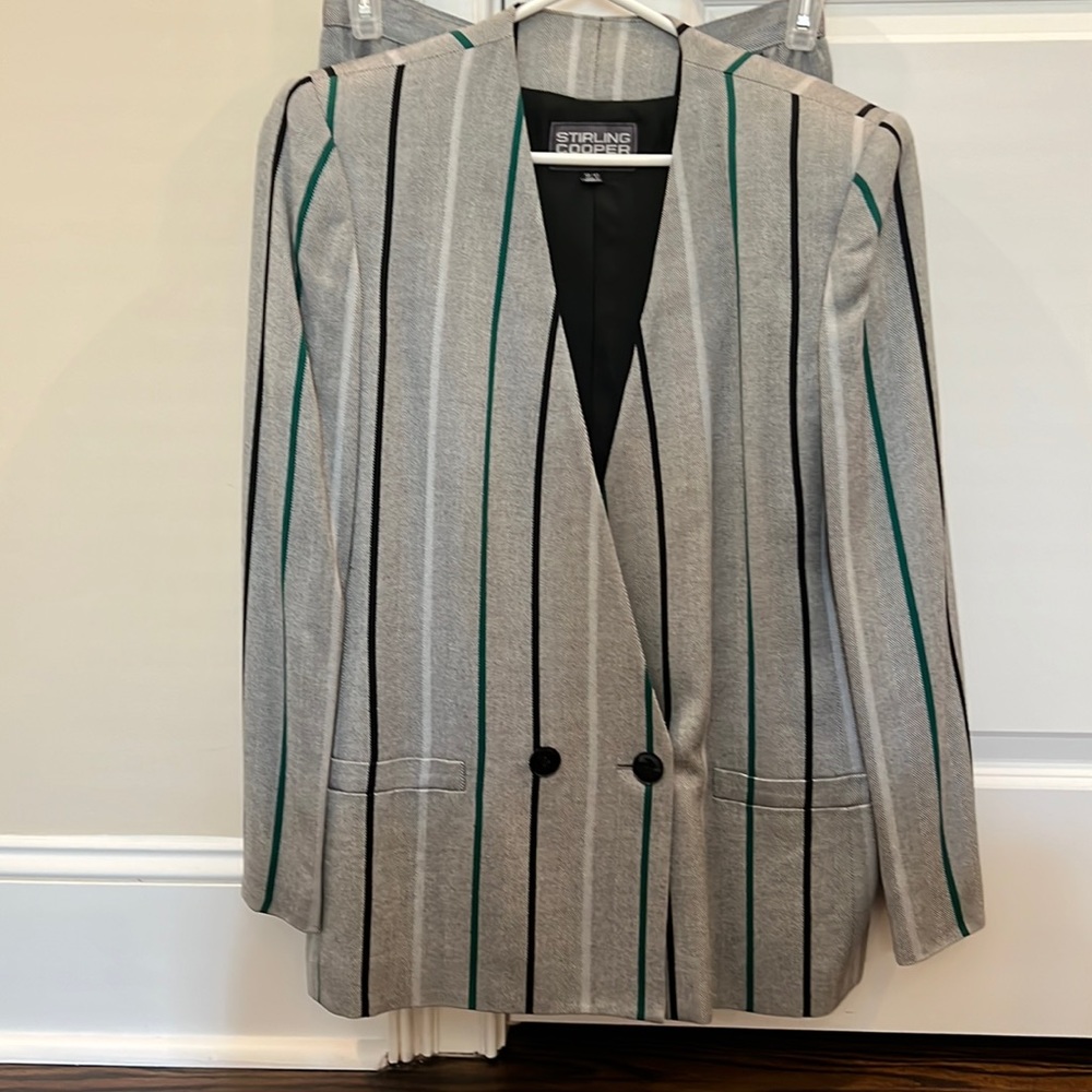 Dress Jacket and Skirt Stripe Set